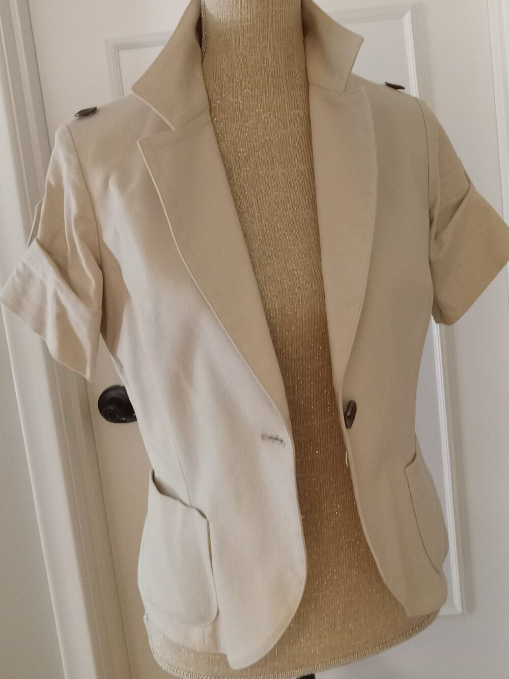 Franco Mirabelli Cotton Blend Tailored Safari Jacket | Made in Canada | Size 8